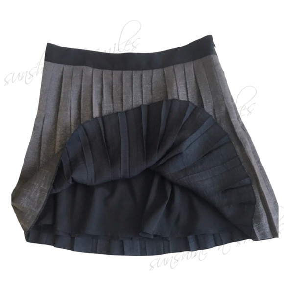 MADEWELL Holiday Pleated Pewter Charcoal Gray Shimmer Mini-Skirt #F9882 size 4 - Picture 4 of 9